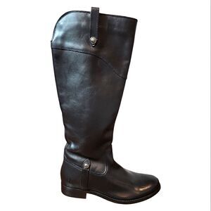 FRYE Melissa Button Tall Leather Riding Boots Size 6.5B Black Western Cowgirl
